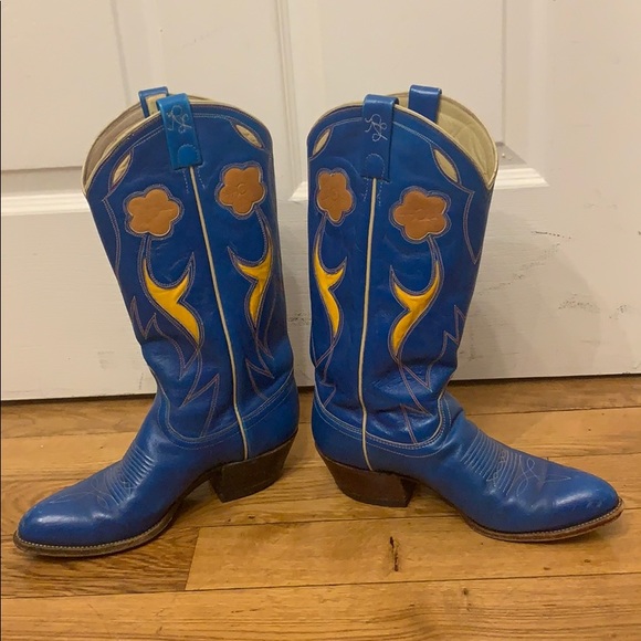 Polo Ralph Lauren Shoes - VINTAGE Ralph Lauren Blue Leather Cowboy Boots
